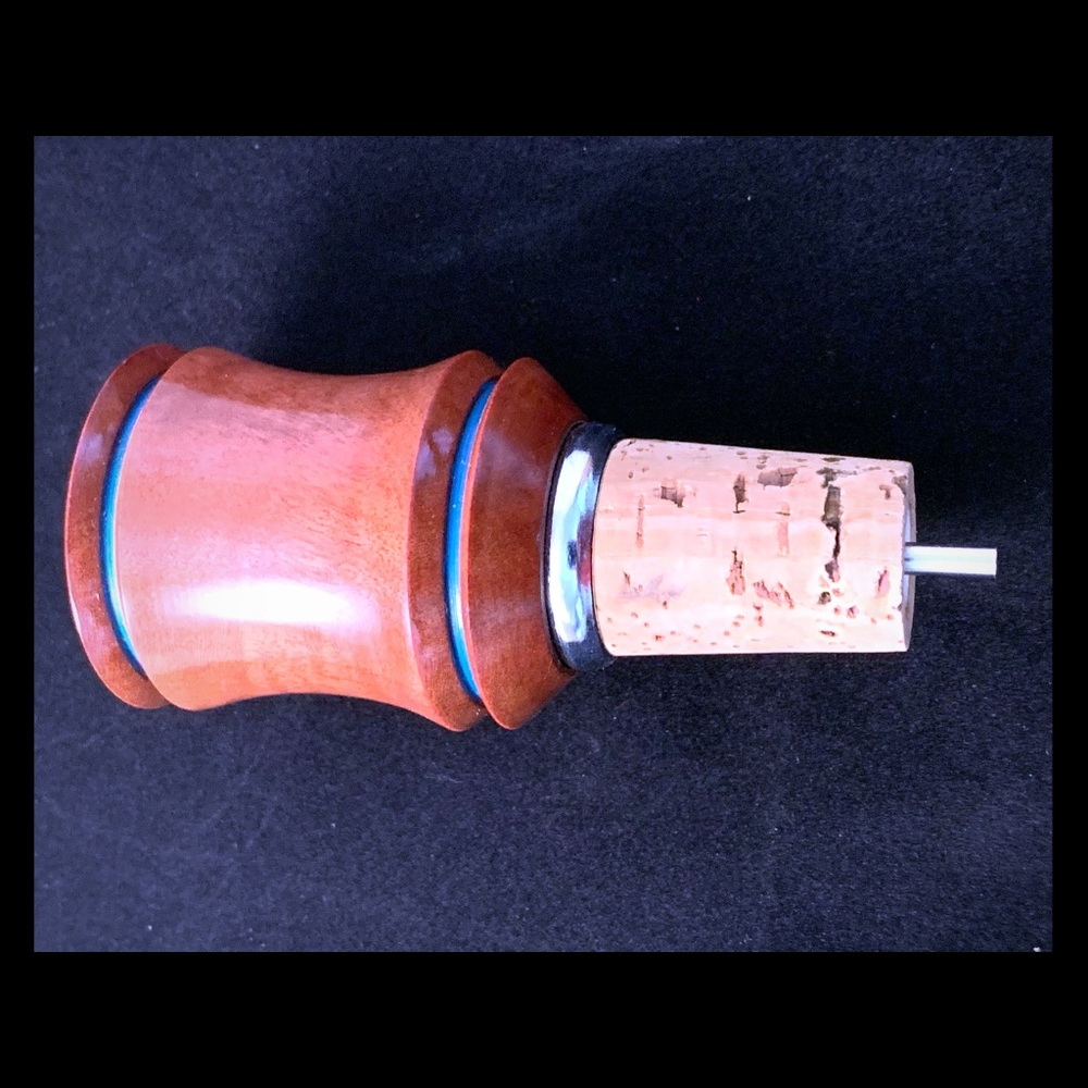 Hand turned wood bottle stopper with pour spout